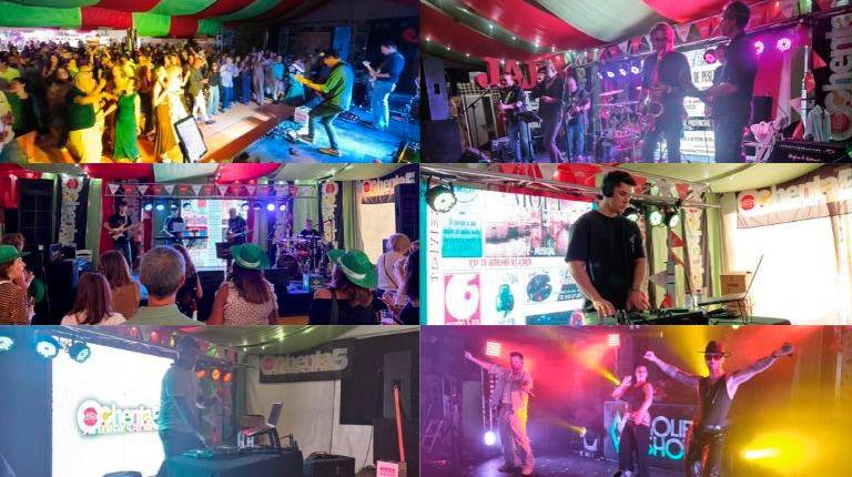 <i>Algunos momentos de las actuaciones de las bandas y DJ que han actuado en San Lucas en la caseta de Diario JAÉN.</i>