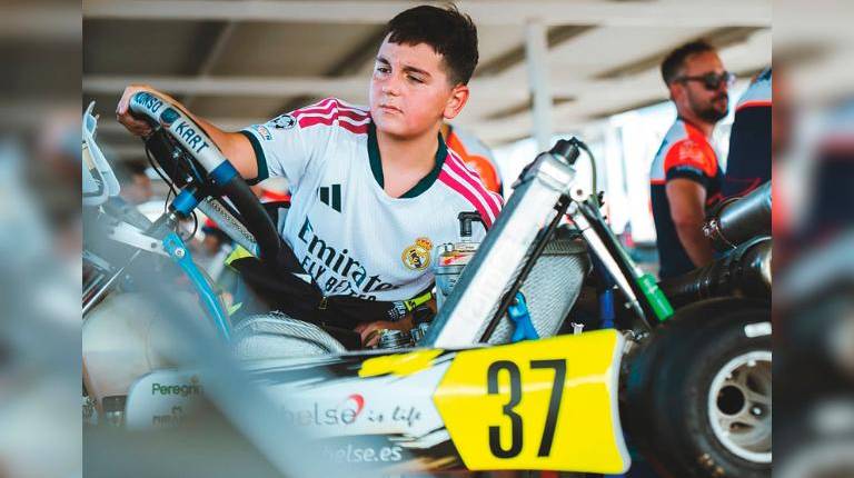 <i>Javier Álvarez Miranda, durante el Campeonato Murciano de Karting.</i>