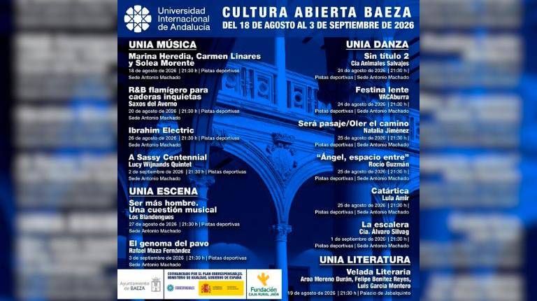 <i>Cartel de la programación Cultura Abierta en la UNIA en la Sede Antonio Machado. / UNIA. </i>