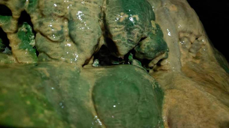 <i>El agua no deja de caer, gota, a gota en toda la cueva, de ahí esas formas y esos colores.</i>