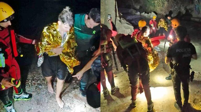 <i>Imágenes del rescate en los Cañones. / Ayuntamiento de Jaén.</i>