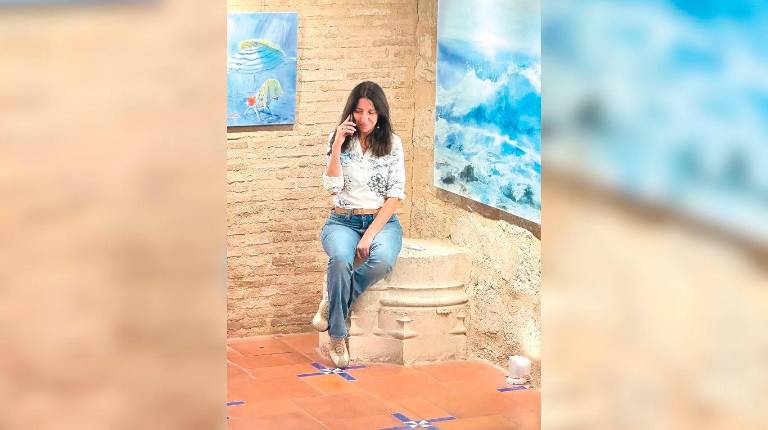 <i>La artista Esther Miranda, autora de “Jardín Interior”.</i>