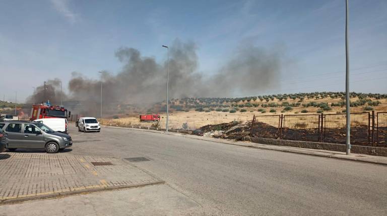<i>Intervención de los bomberos en uno de los incendios. / F. Gaitán / Diario JAÉN.</i>