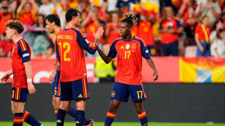 <i>Nico Wiliiams en la celebración de su gol 4-1. / Europa Press. </i>
