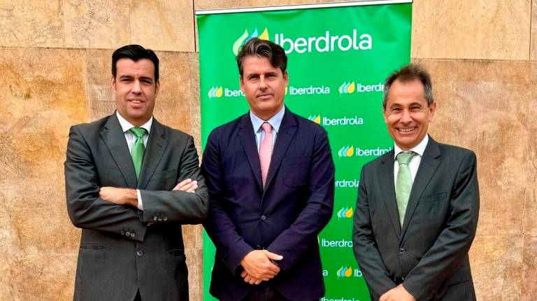 <i>Borja Cañas, delegado comercial de Iberdrola en Andalucía; presidente de la Asociación Empresarial VTC Andalucía, Ceuta y Melilla, Pablo García-Trespalacios, y Antonio Fernández, delegado de Iberdrola en Andalucía. </i>