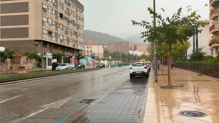 Calles de Jaén mojadas tras las lluvias de esta semana. / Juanfran Paredes / Diario JAÉN.
