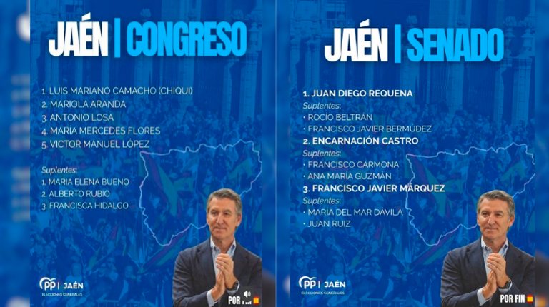 <i>Listas completas del PP de Jaén para el Congreso y el Senado difundidas en redes social. </i>