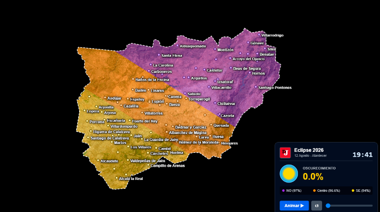 <i>Mapa interactivo en la web Diario JAÉN con la barra inferior reguladora del porcentaje. </i>
