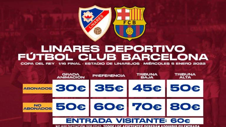El Linares Deportivo anuncia los precios para su encuentro copero ante el FC Barcelona