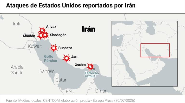 <i>Mapa con ataques sobre Irán. / Europa Press. </i>