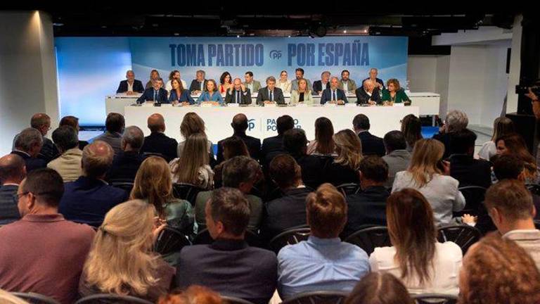 El presidente del PP, Alberto Núñez Fiejóo, preside la reunión de la Junta Nacional del Partido Popular en Madrid. / Eduardo Parra / Europa Press.