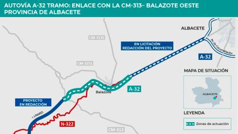 Nueva licitación en la conexión de la A-32 Jaén-Albacete en el límite entre provincias