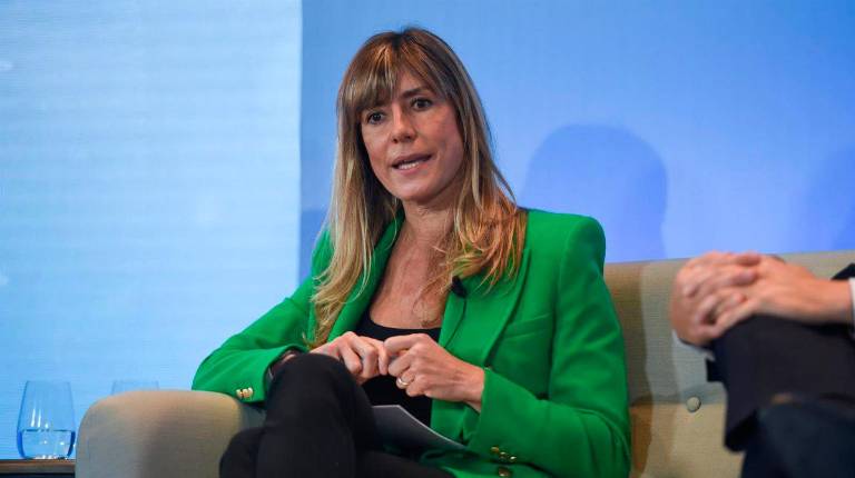 <i>Begoña Gómez durante unas jornadas. Archivo. / Gustavo Valiente / Europa Press.</i>