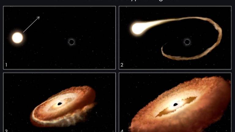 Hubble encuentra un agujero negro retorciendo una estrella