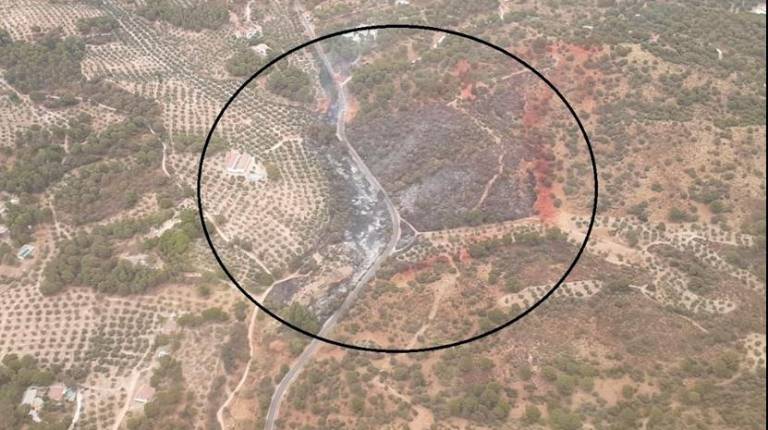 <i>Perímetro del incendio en el entorno del santuario de la Virgen de la Cabeza. / Plan Infoca</i>