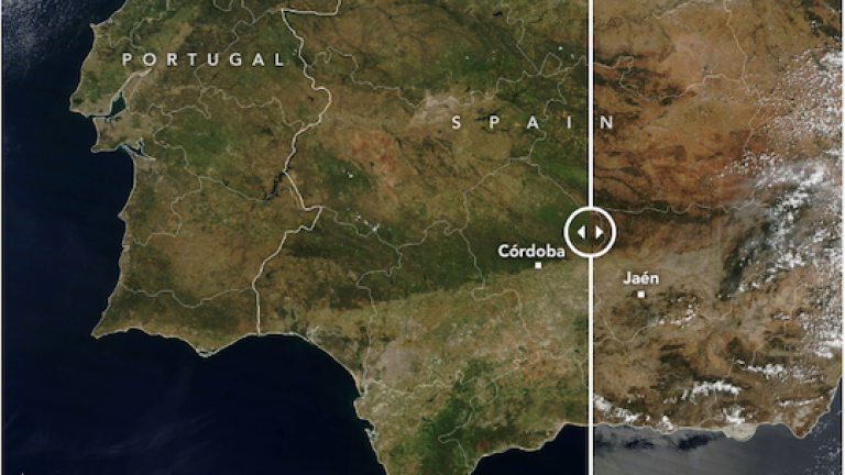 La NASA capta el impacto de la sequía en los olivares de Jaén