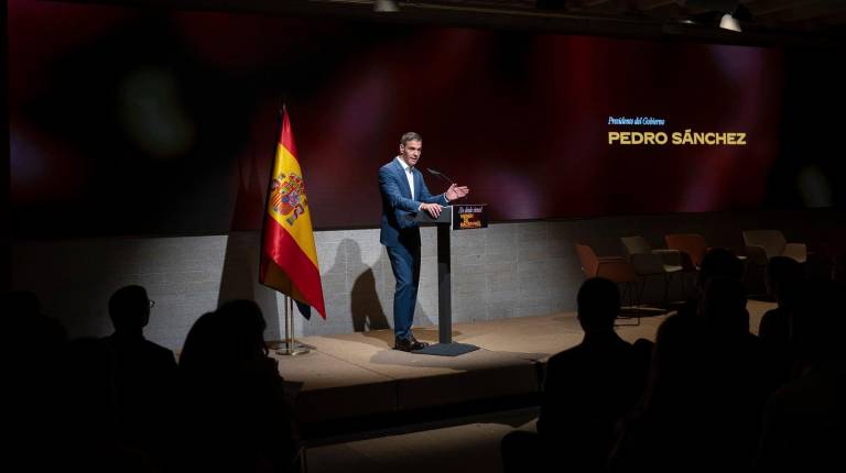 <i>El presidente del Gobierno, Pedro Sánchez, durante la presentación del Plan de Integración y Ciudadanía y de la campaña institucional. / Europa Press. </i>
