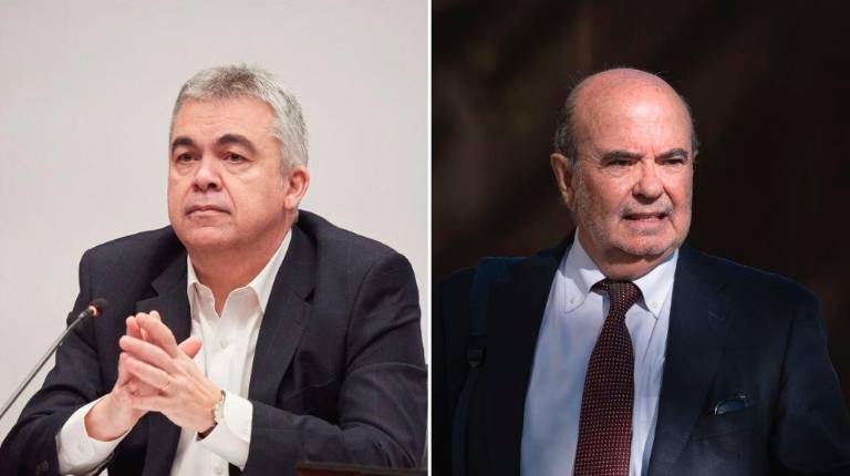 <i>El exsecretario de Organización del PSOE Santos Cerdán, y el exvicepresidente de la Junta de Andalucía Gaspar Zarrías. / Europa Press.</i>