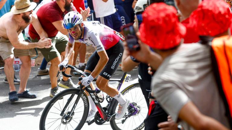 <i>José Manuel Díaz, en pleno esfuerzo en la etapa que acabo en Castellón. / Sprint Cycling Agency.</i>