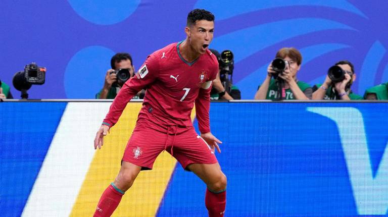 <i>Cristiano Ronaldo celebra uno de sus goles en el partido entre Portugal y Uzbekistán en el Mundial 2026. / Europa Press.</i>