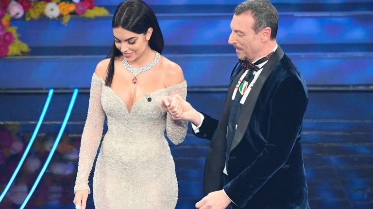 Georgina Rodríguez promociona la moda española en el Festival de Sanremo