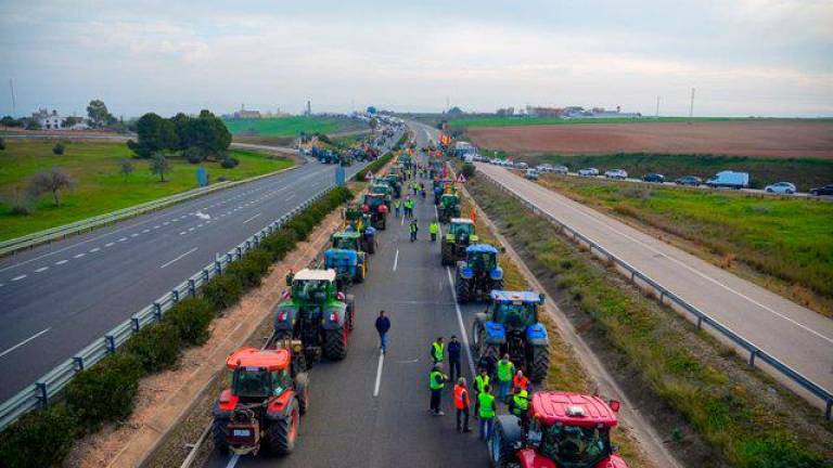 Agricultores andaluces abren su octavo día de protestas y cortan la A-4 en Écija y la A-92 en Láchar