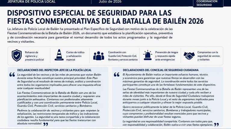 Bailén presenta un dispositivo especial de seguridad para las Fiestas Conmemorativas de la Batalla de Bailén