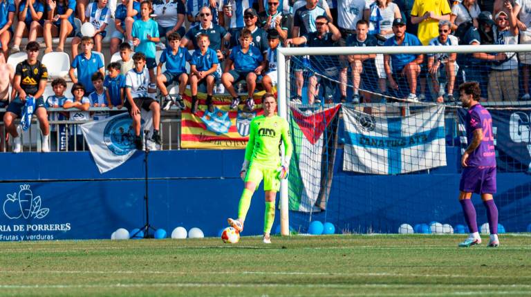 <i>Jaime Morillas, durante el partido frente al Atlético Baleares, en la final del playoff. / Real Jaén. </i>