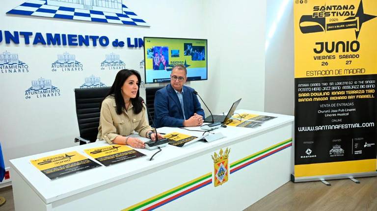 <i>Susana Ferrer y Antonio Molina durante la presentación. / Ayuntamiento de Linares.</i>
