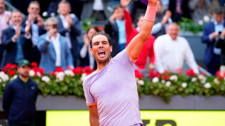 Rafa Nadal celebra su victoria en el Mutua Madrid Open 2024. / Oscar J. Barroso / Afp7 / Europa Press.