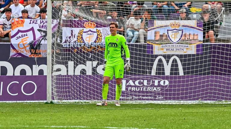 <i>Jaime Morillas, en un partido en el Estadio de La Victoria. / Miranda López / Real Jaén.</i>