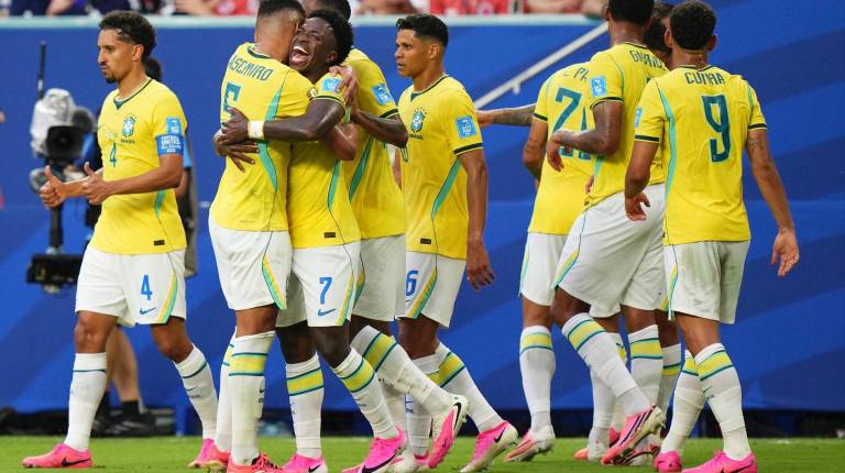 <i>Vinicius celebra el segundo gol para Brasil. / AFP7 / Europa Press.</i>
