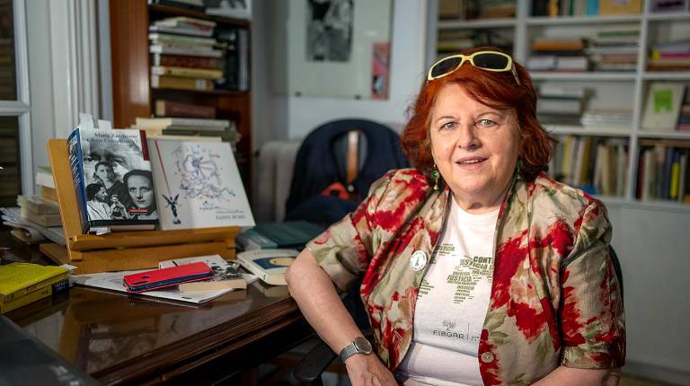 <i>Fanny RUbio durante una entrevista. / Fotografía: Jesús de Miguel - UCM.</i>