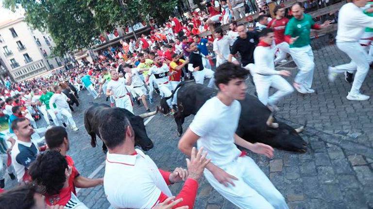 Séptimo encierro de los Sanfermines. / Eduardo Sanz / Europa Press.
