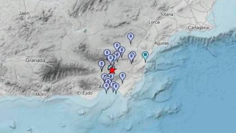 Registrado un nuevo terremoto de magnitud 2.8 con epicentro en Tabernas sentido en otros 16 municipios de Almería. / Instituto Geográfico Nacional.
