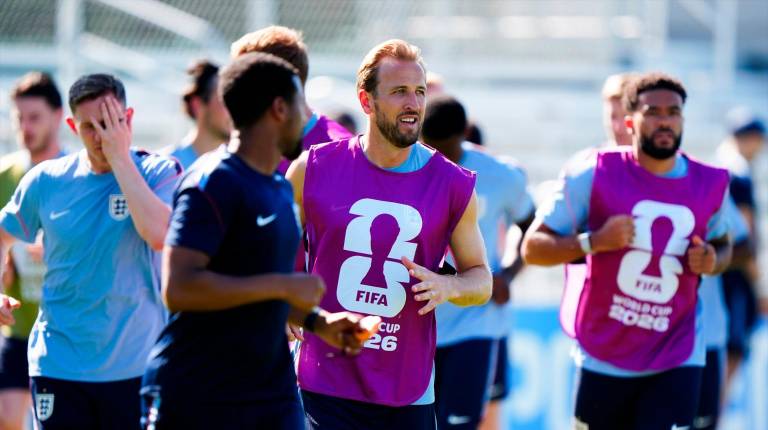 <i>Harry Kane, en un entrenamiento de la selección inglesa en Kansas City. / Bradley Collyer / PA Wire / dpa.</i>