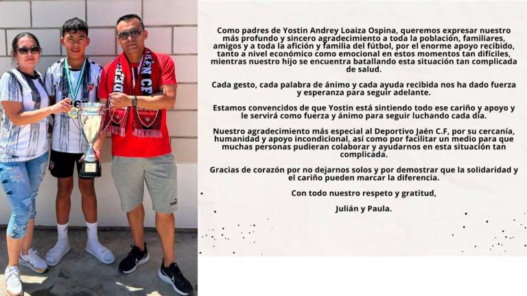 La familia de Yostin destaca el apoyo humano y deportivo recibido