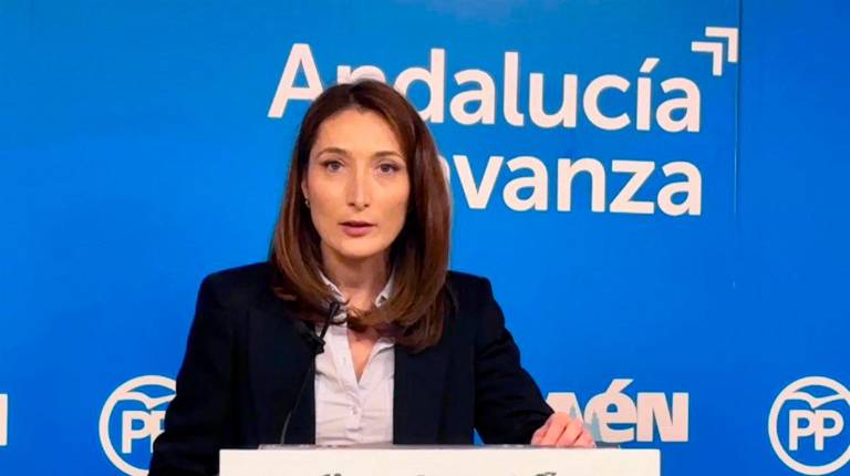 <i>Mónica Moreno, en rueda de prensa. Archivo. / PP Jaén.</i>