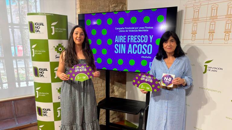 <i>María Dolores Ruiz y Paqui Medina presentan la campaña. / Diputación de Jaén.</i>