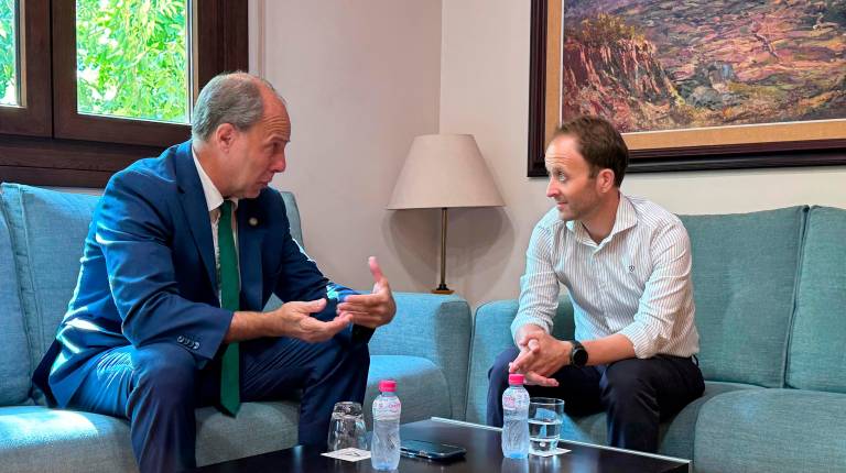 <i>Nicolás Ruiz y Erik Domínguez durante la reunión. / Junta de Andalucía.</i>