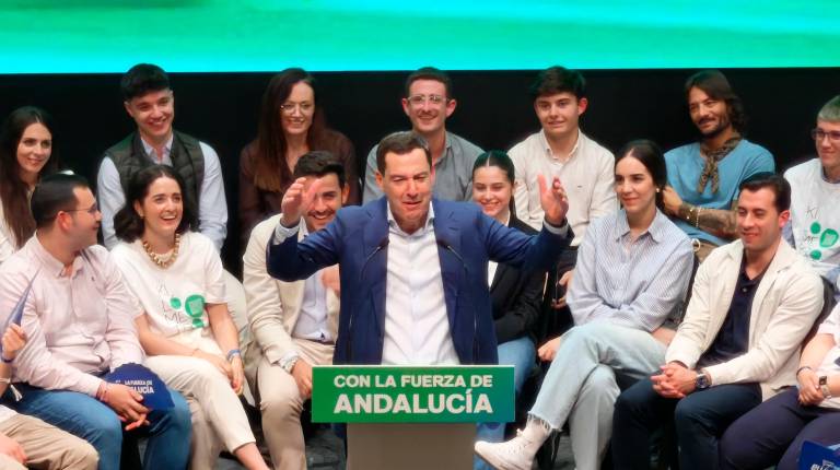 <i>Juanma Moreno durante su mitin en Jaén. / Pablo Espinosa Luna / Diario JAÉN.</i>