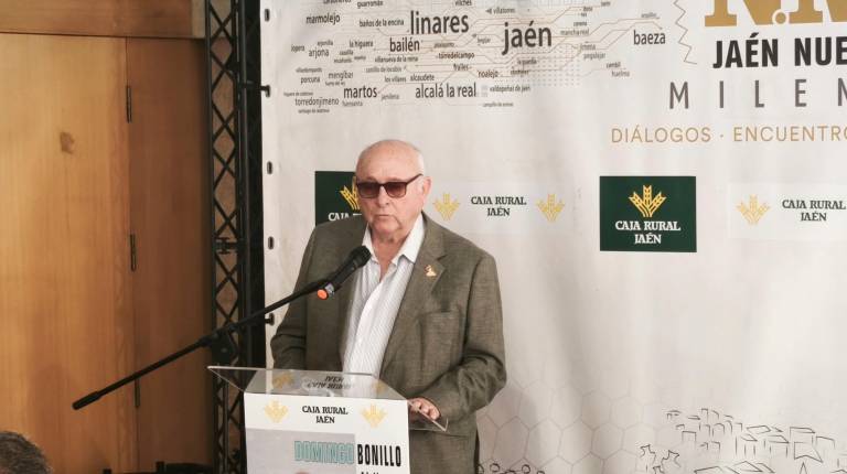 <i>Domingo Bonillo durante su intervención en los Diálogos “Jaén Nuevo Milenio”. / Agustín Muñoz / Diario JAÉN.</i>