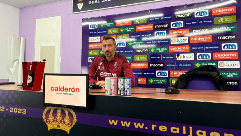 Manuel Herrero, en la rueda de prensa previa al partido ante el Atlético Malagueño. / Álex Gómez / Diario JAÉN.