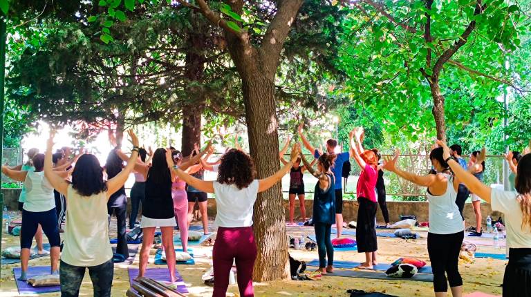 <i>Así eran las clases de Yoga impartidas. / Ayuntamiento de Jaén.</i>