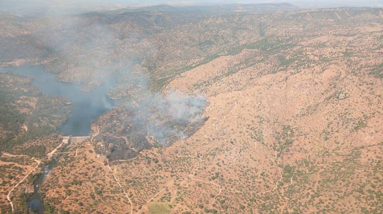 <i>Imagen aérea del incendio forestal declarado en Andújar. / Plan Infoca. </i>