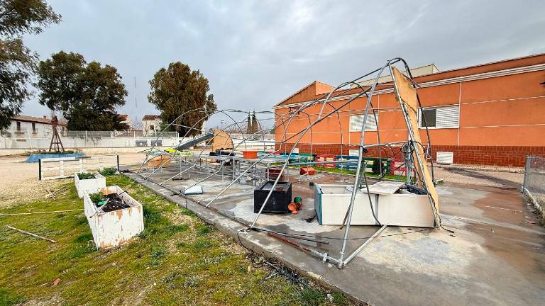 El temporal arrasa con el invernadero de Aspace