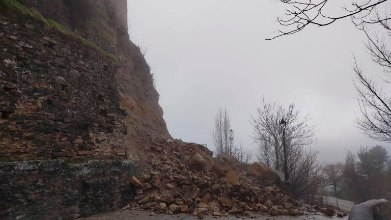 Tramo de la muralla afectada por el derrumbamiento. / José Herreros.