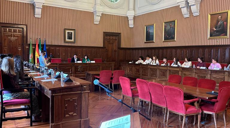 <i>Los alumnos participan en la sesión plenaria infantil. / José García Armijo / Diario JAÉN.</i>