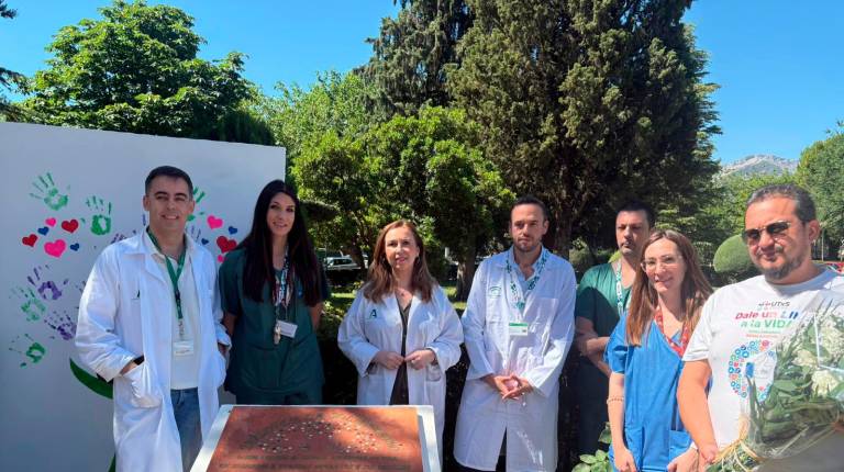 <i>Acto de homenaje en la placa conmemorativa dedicada a los donantes de órganos. / Juanfran Paredes / Diario JAÉN.</i>