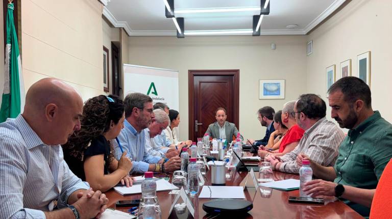 <i>Durante la primera reunión del delegado del Gobierno de la Junta de Andalucía en Jaén, Erik Domínguez junto a los delegados territoriales de las Consejerías. / Junta de Andalucía.</i>
